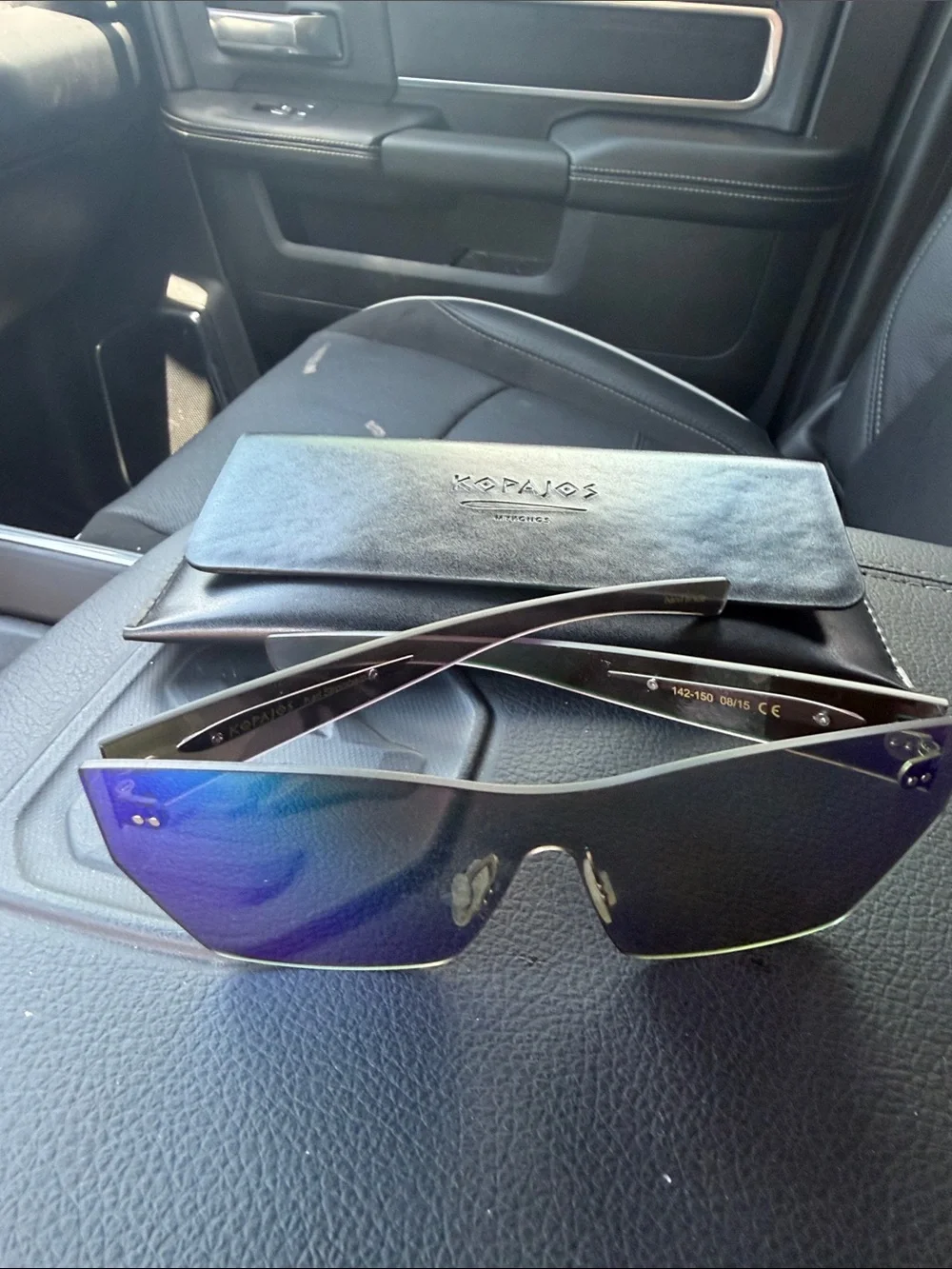 KOPAJOS Karl Stromberg‎ Shield Sunglasses Green Mirror Futuristic Unisex w/ Case